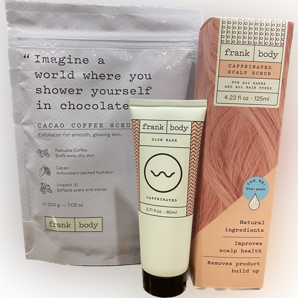 Frank Body Caffeinated Glow Face Mask, Caffeinated Scalp Scrub,Coffee Body Scrub